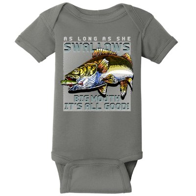 Funny Big Mouth Bass Swallows Baby Bodysuit