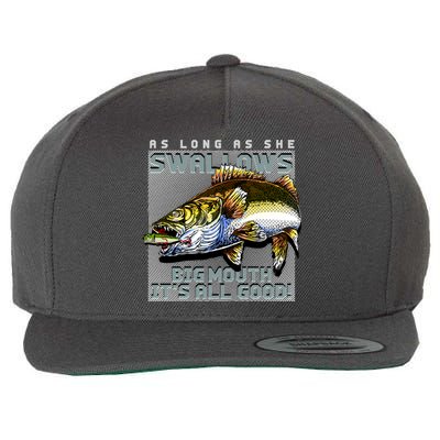 Funny Big Mouth Bass Swallows Wool Snapback Cap