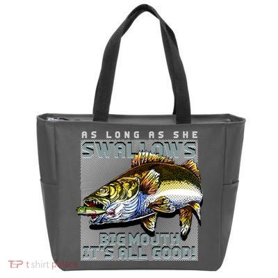Funny Big Mouth Bass Swallows Zip Tote Bag