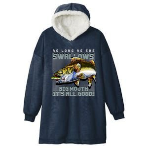 Funny Big Mouth Bass Swallows Hooded Wearable Blanket