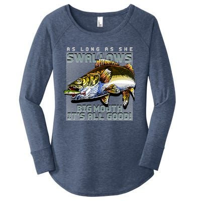 Funny Big Mouth Bass Swallows Women's Perfect Tri Tunic Long Sleeve Shirt