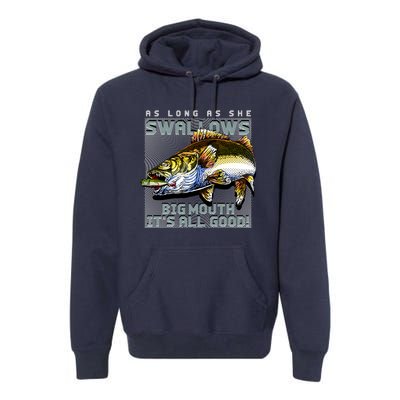 Funny Big Mouth Bass Swallows Premium Hoodie