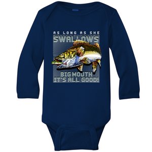 Funny Big Mouth Bass Swallows Baby Long Sleeve Bodysuit