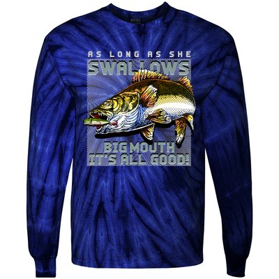 Funny Big Mouth Bass Swallows Tie-Dye Long Sleeve Shirt