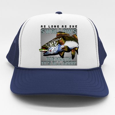 Funny Big Mouth Bass Swallows Trucker Hat