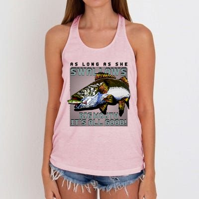 Funny Big Mouth Bass Swallows Women's Knotted Racerback Tank