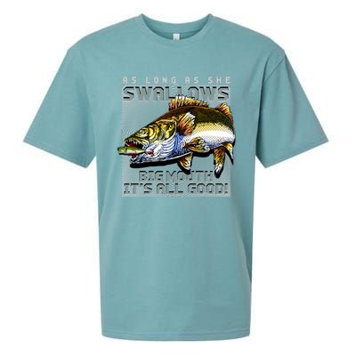 Funny Big Mouth Bass Swallows Sueded Cloud Jersey T-Shirt