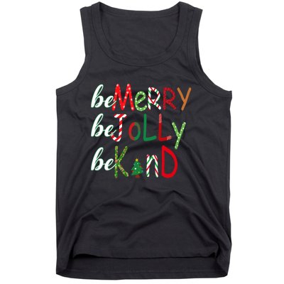 Funny Be Merry Be Jolly Be Kind Christmas Tree Family Gifts Long Sleeve Tank Top