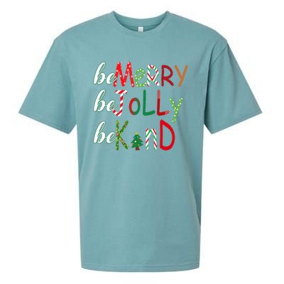 Funny Be Merry Be Jolly Be Kind Christmas Tree Family Gifts Long Sleeve Sueded Cloud Jersey T-Shirt