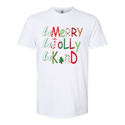 Funny Be Merry Be Jolly Be Kind Christmas Tree Family Gifts Long Sleeve Softstyle CVC T-Shirt