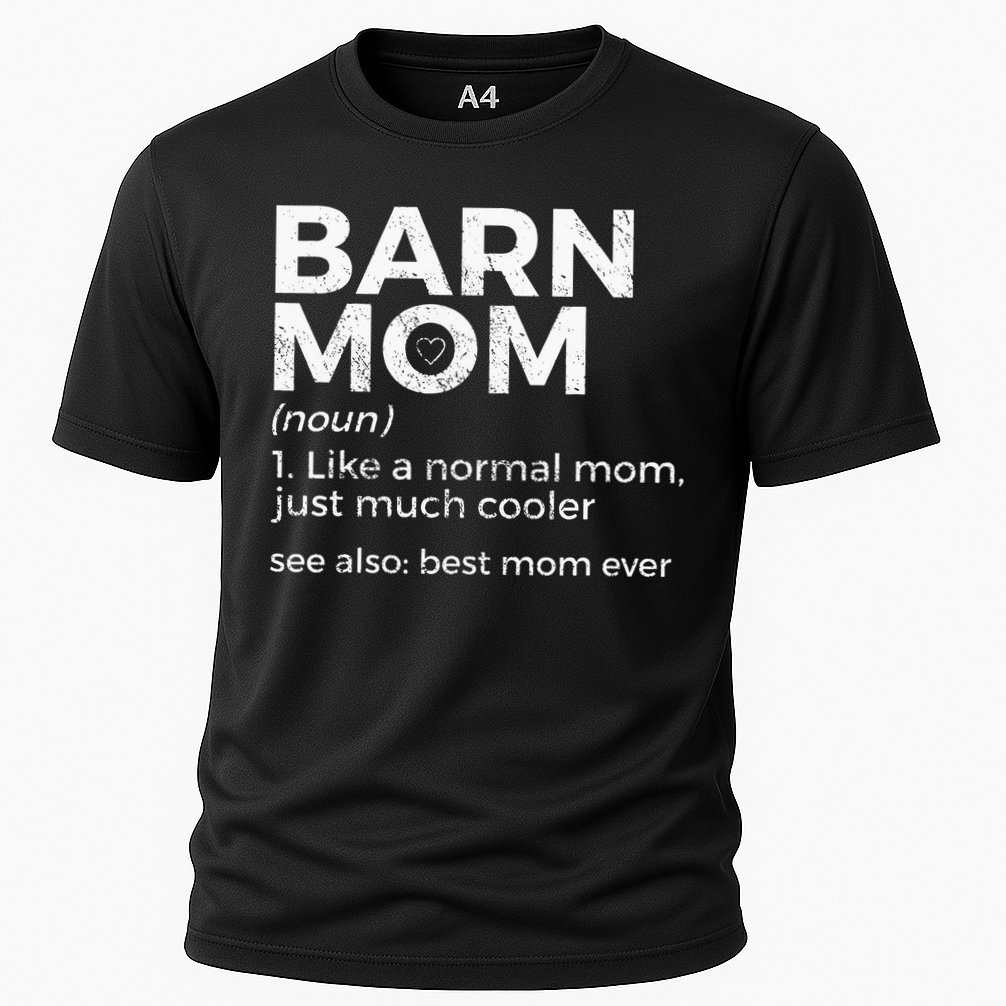 Funny Barn Mom Definition Best Mom Ever Horse Riding Cooling Performance Crew T-Shirt