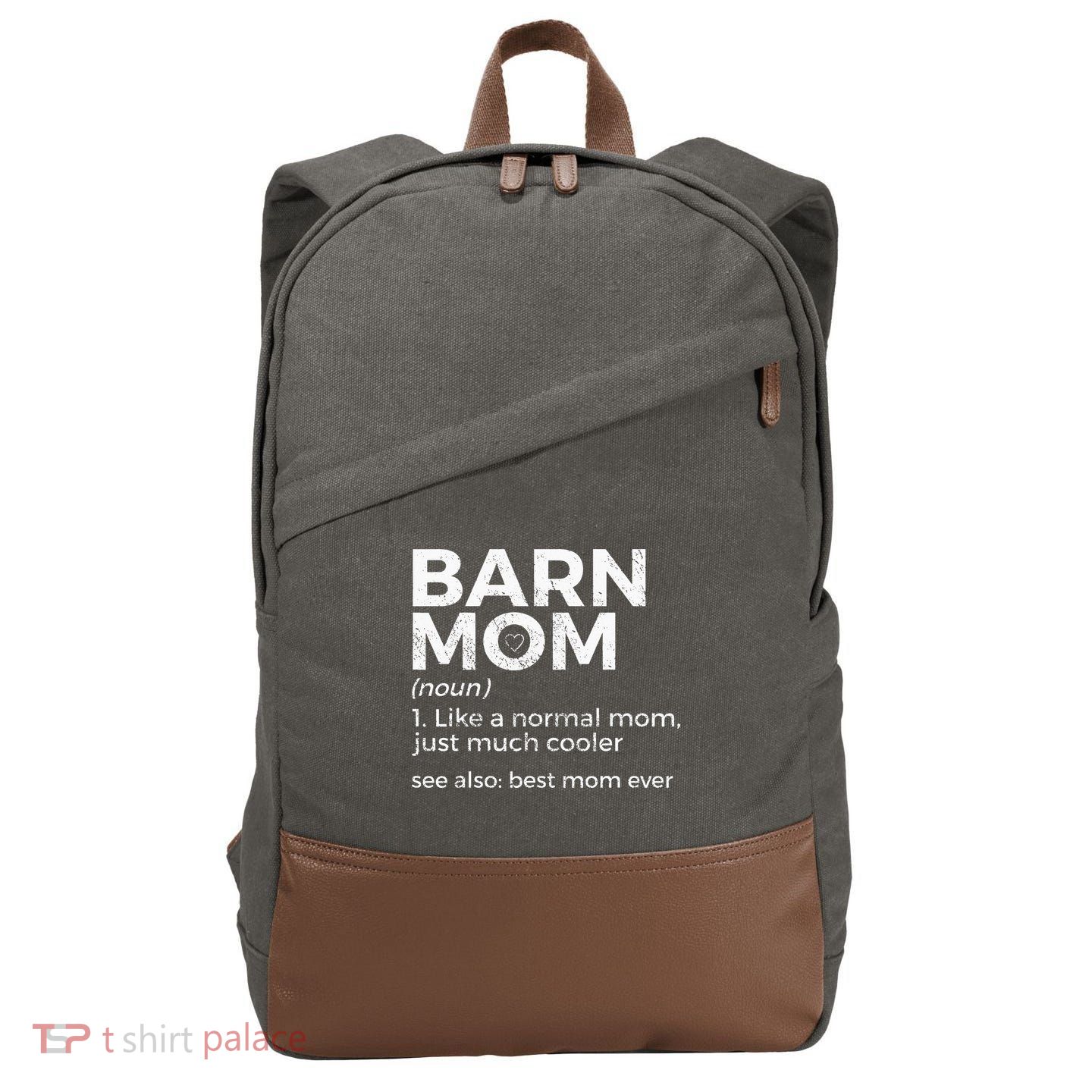 Funny Barn Mom Definition Best Mom Ever Horse Riding Cotton Canvas Backpack