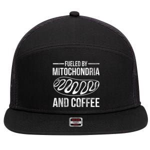 Fueled By Mitochondria And Coffee Biology 7 Panel Mesh Trucker Snapback Hat