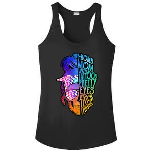 F Bomb Mom With Tattoos, Pretty Eyes, Mother's Day, Mama Ladies PosiCharge Competitor Racerback Tank