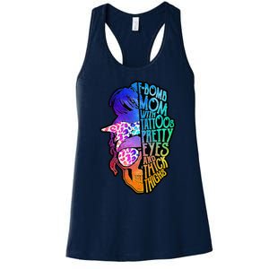 F Bomb Mom With Tattoos, Pretty Eyes, Mother's Day, Mama Women's Racerback Tank