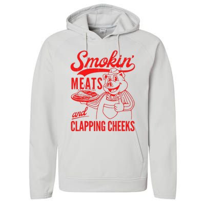 Funny Bbq Meat Groovy Smoking Meats And Clapping Cheeks Gift Performance Fleece Hoodie