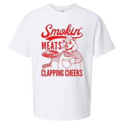 Funny Bbq Meat Groovy Smoking Meats And Clapping Cheeks Gift Sueded Cloud Jersey T-Shirt