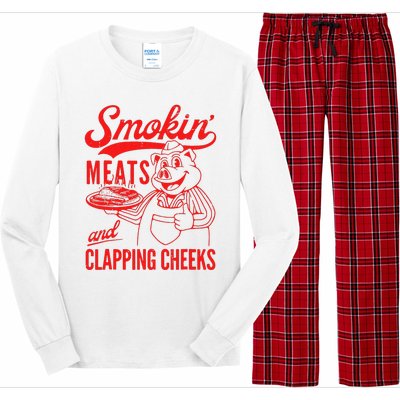 Funny Bbq Meat Groovy Smoking Meats And Clapping Cheeks Gift Long Sleeve Pajama Set