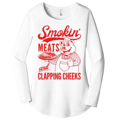 Funny Bbq Meat Groovy Smoking Meats And Clapping Cheeks Gift Women's Perfect Tri Tunic Long Sleeve Shirt