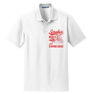 Funny Bbq Meat Groovy Smoking Meats And Clapping Cheeks Gift Dry Zone Grid Polo