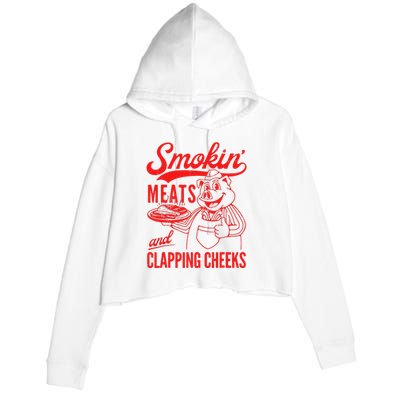 Funny Bbq Meat Groovy Smoking Meats And Clapping Cheeks Gift Crop Fleece Hoodie