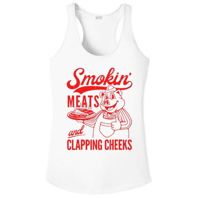 Funny Bbq Meat Groovy Smoking Meats And Clapping Cheeks Gift Ladies PosiCharge Competitor Racerback Tank