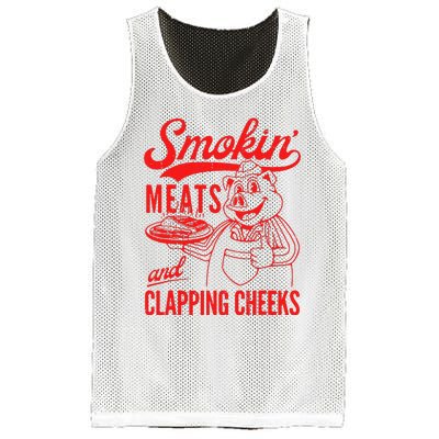 Funny Bbq Meat Groovy Smoking Meats And Clapping Cheeks Gift Mesh Reversible Basketball Jersey Tank