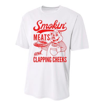 Funny Bbq Meat Groovy Smoking Meats And Clapping Cheeks Gift Performance Sprint T-Shirt