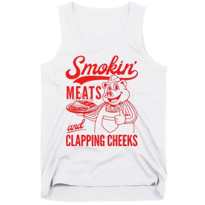 Funny Bbq Meat Groovy Smoking Meats And Clapping Cheeks Gift Tank Top