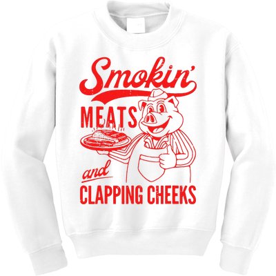 Funny Bbq Meat Groovy Smoking Meats And Clapping Cheeks Gift Kids Sweatshirt