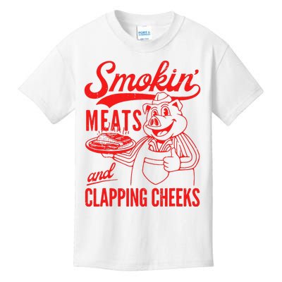 Funny Bbq Meat Groovy Smoking Meats And Clapping Cheeks Gift Kids T-Shirt