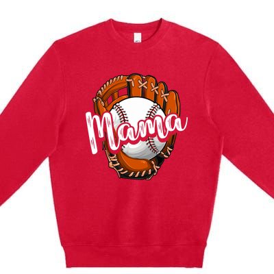 Funny Baseball Mama Funny Baseball Lover Mothers Day Mama Gift Premium Crewneck Sweatshirt