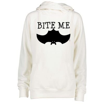 Fun Bite Me Bat Cute Cute Gift Great Gift Womens Funnel Neck Pullover Hood