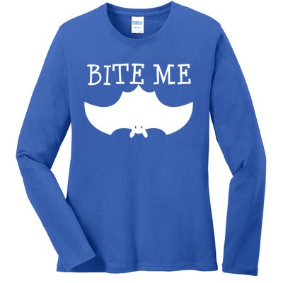 Fun Bite Me Bat Cute Cute Gift Great Gift Ladies Long Sleeve Shirt