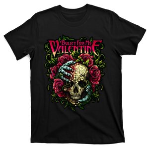 Funny Bullet My Valentine Skull Roses and Red Blood Horror T-Shirt