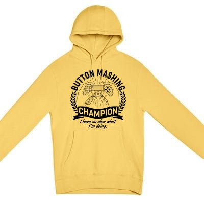 Funny Button Mashing Champion Video Gamer Premium Pullover Hoodie