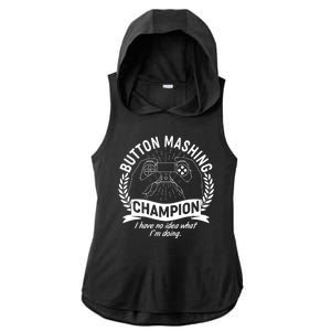 Funny Button Mashing Champion Video Gamer Ladies PosiCharge Tri-Blend Wicking Draft Hoodie Tank