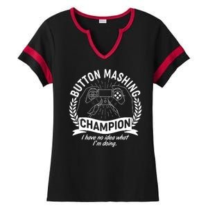 Funny Button Mashing Champion Video Gamer Ladies Halftime Notch Neck Tee