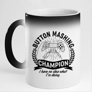 Funny Button Mashing Champion Video Gamer 11oz Black Color Changing Mug