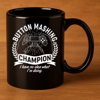Funny Button Mashing Champion Video Gamer 11oz C Handle Ceramic Mug