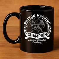 Funny Button Mashing Champion Video Gamer 11oz C Handle Ceramic Mug