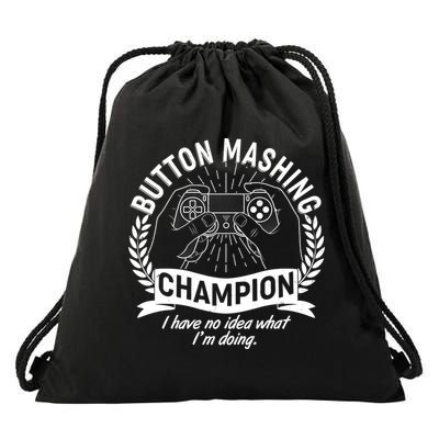 Funny Button Mashing Champion Video Gamer Drawstring Bag