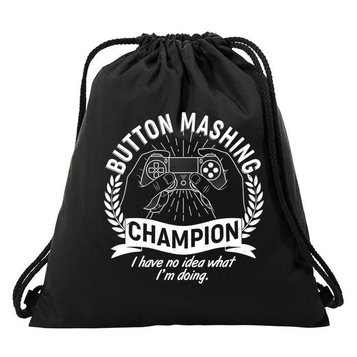 Funny Button Mashing Champion Video Gamer Drawstring Bag