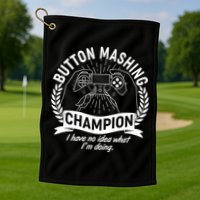 Funny Button Mashing Champion Video Gamer Golf Towel