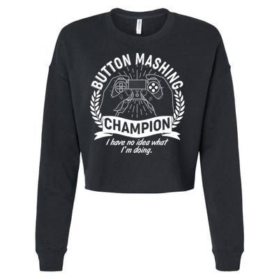 Funny Button Mashing Champion Video Gamer Cropped Pullover Crew