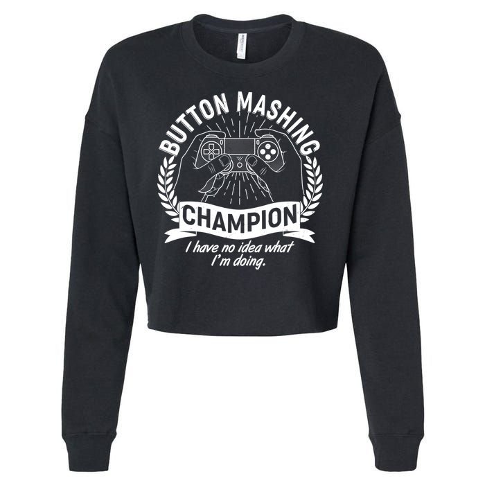 Funny Button Mashing Champion Video Gamer Cropped Pullover Crew