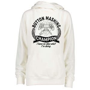 Funny Button Mashing Champion Video Gamer Womens Funnel Neck Pullover Hood