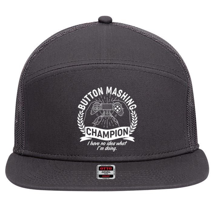 Funny Button Mashing Champion Video Gamer 7 Panel Mesh Trucker Snapback Hat