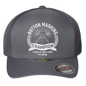 Funny Button Mashing Champion Video Gamer Flexfit Unipanel Trucker Cap