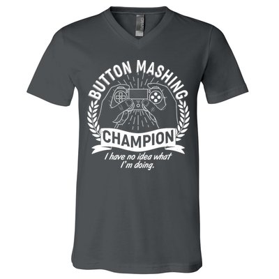 Funny Button Mashing Champion Video Gamer V-Neck T-Shirt